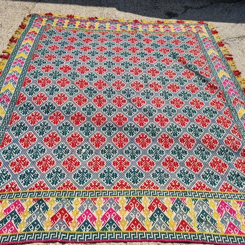 Vintage kantha rug tasselled - kantha,