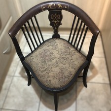 Antique Edwardian Mahogany Corner Chair with Inlaid decorated back piece