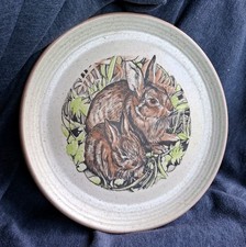 Vintage Purbeck Pottery Bournemouth Rabbit Decorated Plate - c.1970's