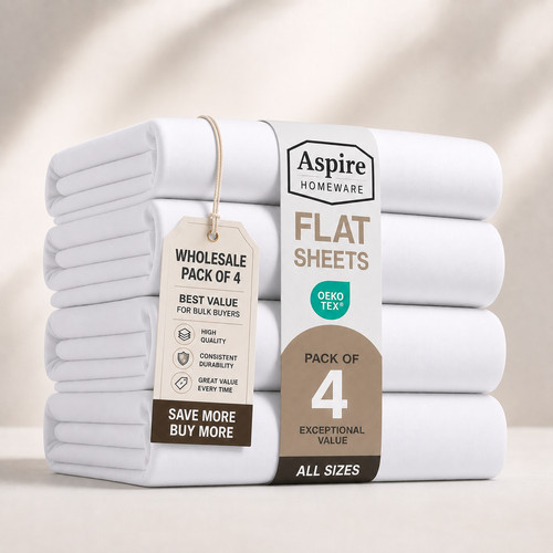 Pack white bed flat sheet - pack, 4