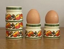 Vintage Set Of 5 Stacking Stackable Apple Cream Melamine Egg Cups Camping Retro
