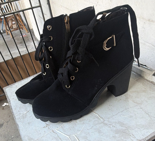 Women black lace ankle - lace-up,