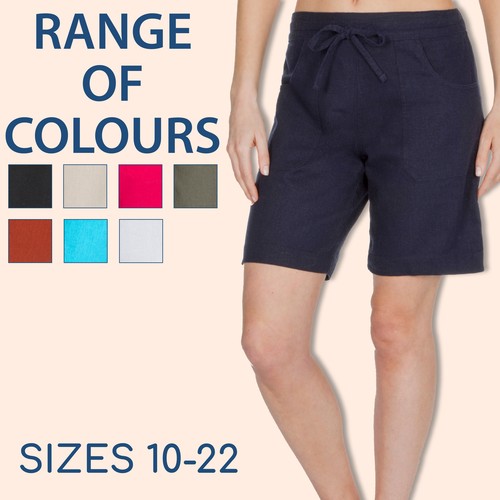 Ladies linen blend shorts - ladies,