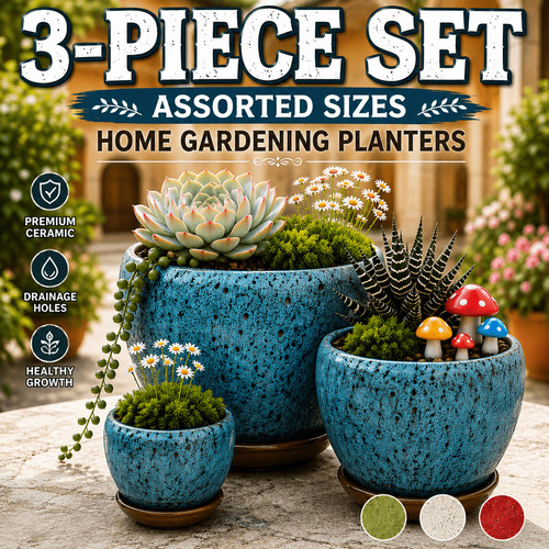 Piece ceramic plant pot set - plant,