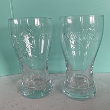 2 x Coca-Cola Embossed Glass