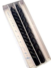 Spiral Black Candles x2 30cm NEW