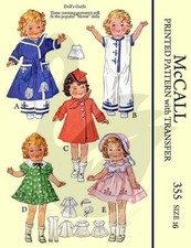 Reproduction Vintage Shirley Temple Doll Clothes Sewing Pattern McCalls 355