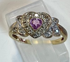 Vintage 9ct amethyst diamond - amethyst, &