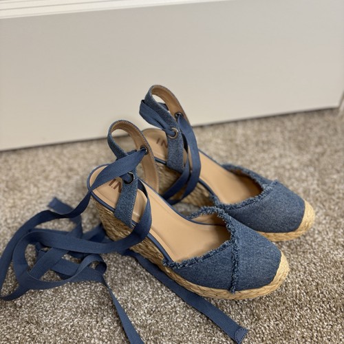 Denim espadrille wedges with - denim,