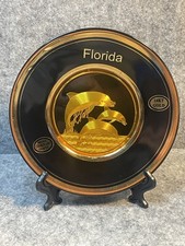 The Art Of Chokin Plate 24kt Gold Edge Florida Dancing Dolphins