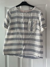 George At Asda Striped Linen Top Size 10 VGC