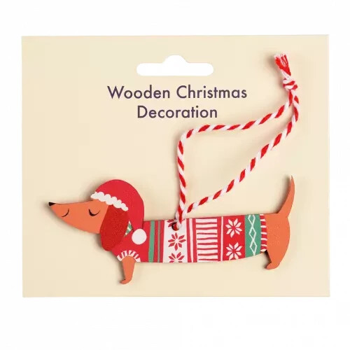 Wooden sausage dog christmas - wooden,