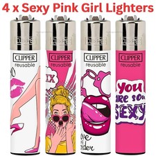 4 x Clipper Lighters SEXY PINK