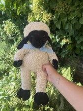 The Manhattan Toy Company Black Cream Sheep Lamb Soft Toy Plush Vintage 2000 14”