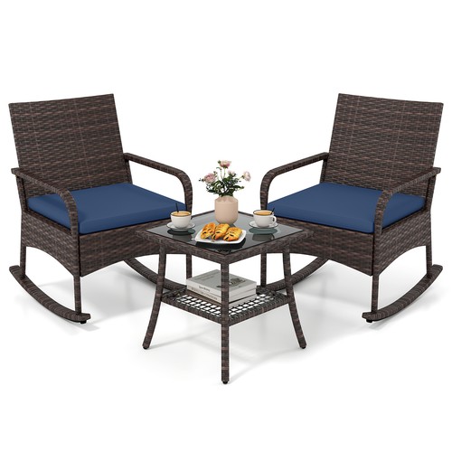 3pcs wicker rocking bistro - pe,