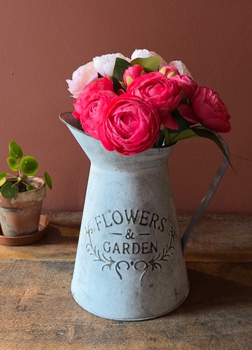 Galvanised metal flower jug - galvanised,