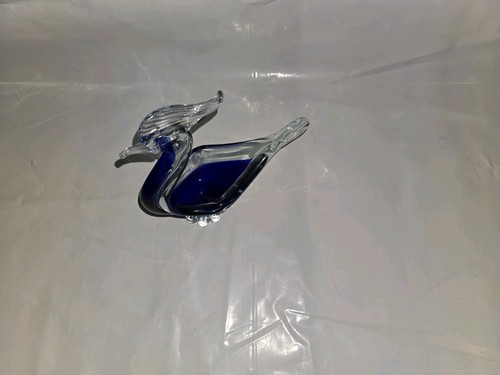 Blue glass cockerel figurine - blue,