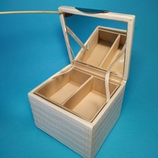 marks and spencer jewellery box cream faux leather internal mirror and tray