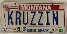 Vanity CRUISING license plate