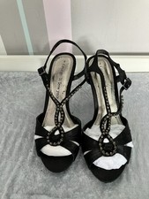 Black Satin Evening Sandals