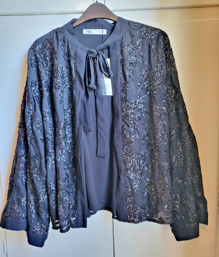 Black sequin jacket zara - black, new