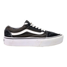VANS Old Skool Platform Trainers Black Canvas Womens UK 4