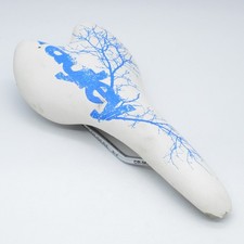 Ragley Seat Saddle White and Blue Mountain Bike Enduro 7x7mm Rails 275x130mm