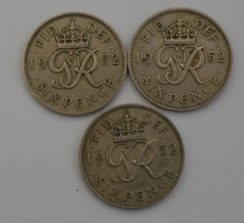 1952 sixpence george one - vi, 6d