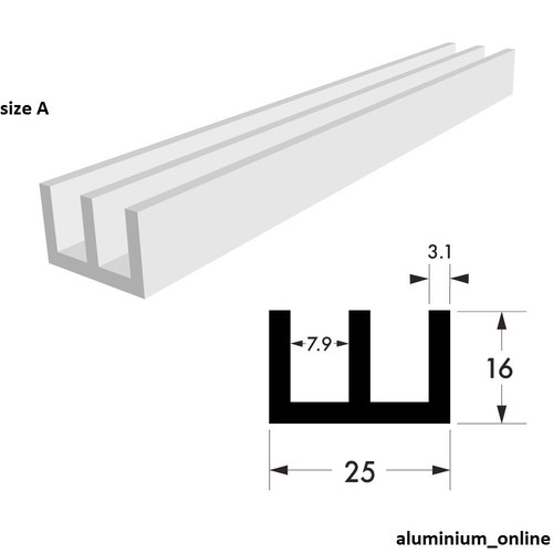 Aluminium double channel - aluminium,