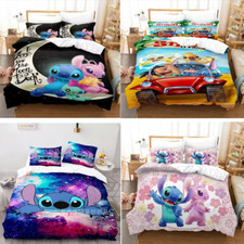 3D Lilo Stitch Cartoon Quilt Duvet Cover Bedding Set Pillowcase Single 4color