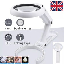 Foldable Magnifying Glass with Light 8 Led Lamp 5X 11X Magnifier Stand Table
