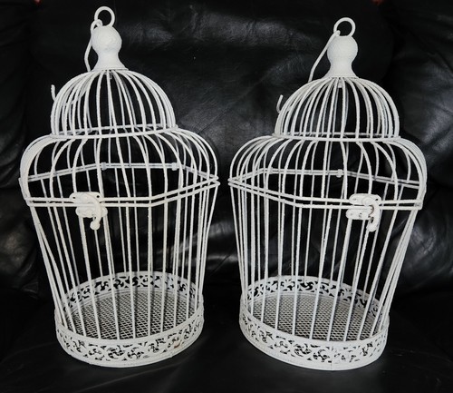 White metal bird cages - white,