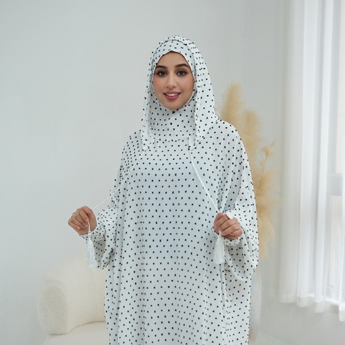 Polka dot long - dress, hooded