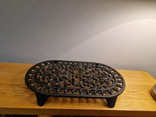Large Vintage Black Cast Iron Trivet. 35cm x  20cm. VGC