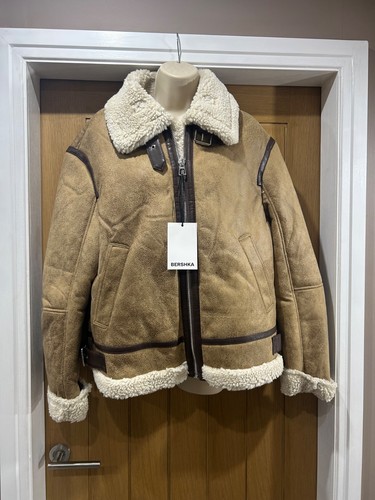 Bershka faux shearling biker - bershka,