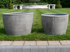 Set Of 2 Wide Galvanised Metal
