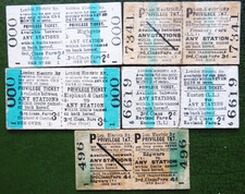 5 x  London Electric Railway Privilege Tickets to any Station 1922 to 1932