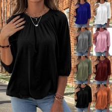 Women 3/4 Puff Sleeve Neck