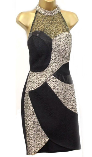 Lipsy black gold bodycon - gold, dress