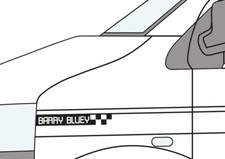 2 x Custom Personalised Name Decal Camper VW T5.1 T30 T32 Van Front Wing Stripes