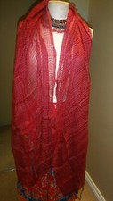  Pashmina Style Dark Pink Sheer Shawl Scarf 90" x 25"