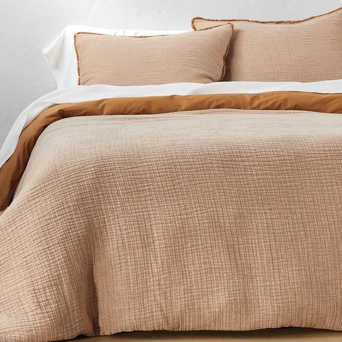 Textured chambray cotton duvet - textured,