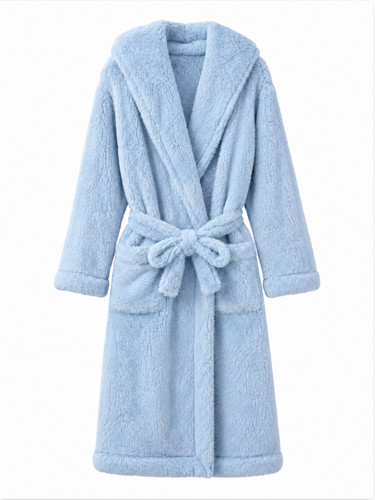 Light blue fleece hooded - blue,