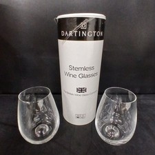 Dartington Stemless Wine Glasses Pair Boxed 11cm Tall Drinking Glass -CP