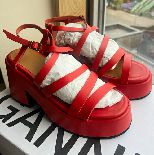 Ganni red leather - red,