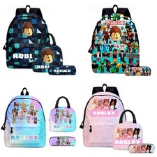 Cartoon Roblox 3D Backpack Lunch Bag Pencil Case Kid School Bag Travel RucksackR