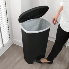 Addis Black Plastic Kitchen Rubbish Pedal Bin, 50-Litre Capacity