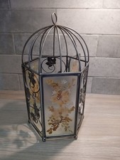 Vintage Pressed Flowers Votive Bird Cage Candle Holders 