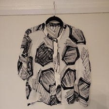 John Lewis, Kin, Ladies Short Sleeve Abstract Print Blouse Top, Size 8 UK