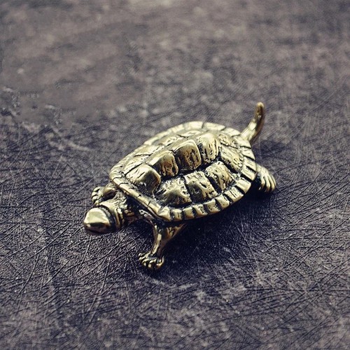Mini brass turtle figurine - turtle,